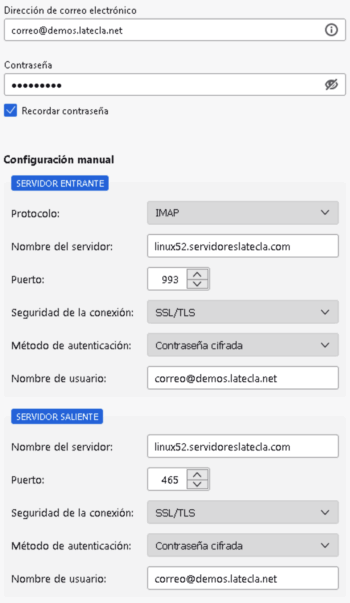 Configuración IMAP SSL