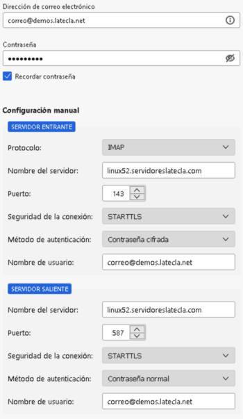 Configuración IMAP TLS