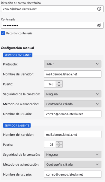 Configuración IMAP  Básico