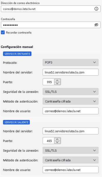Ejemplo configuración POP SSL