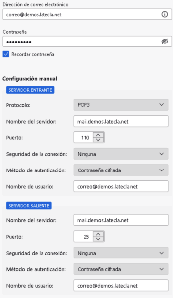 Configuración POP  Básico